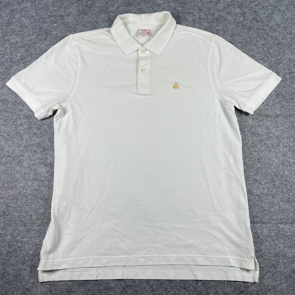 Brooks Brothers Polo Shirt Mens L White Original Fit Performance Supima Preppy